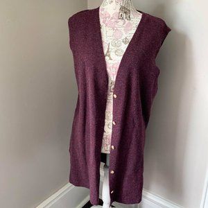 Eddie Bauer Deep Plum Wool Vest Size Medium